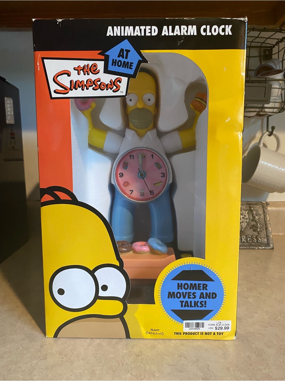 New Vintage 2004 Homer Simpson Animated Alarm Clock The Simpsons Moves & Talks